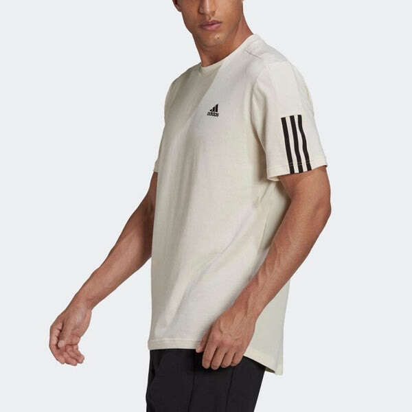 Футболка adidas Logo Printing Solid Color Stripe Casual Short Sleeve White, мультиколор — фото 4