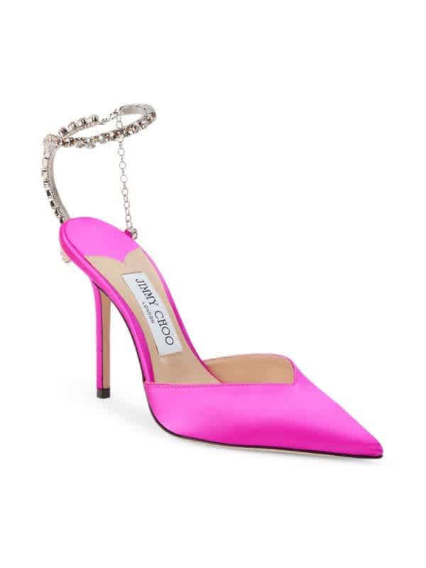Jimmy Choo Saeda 100 mm Satin Heel, розовый — фото 2