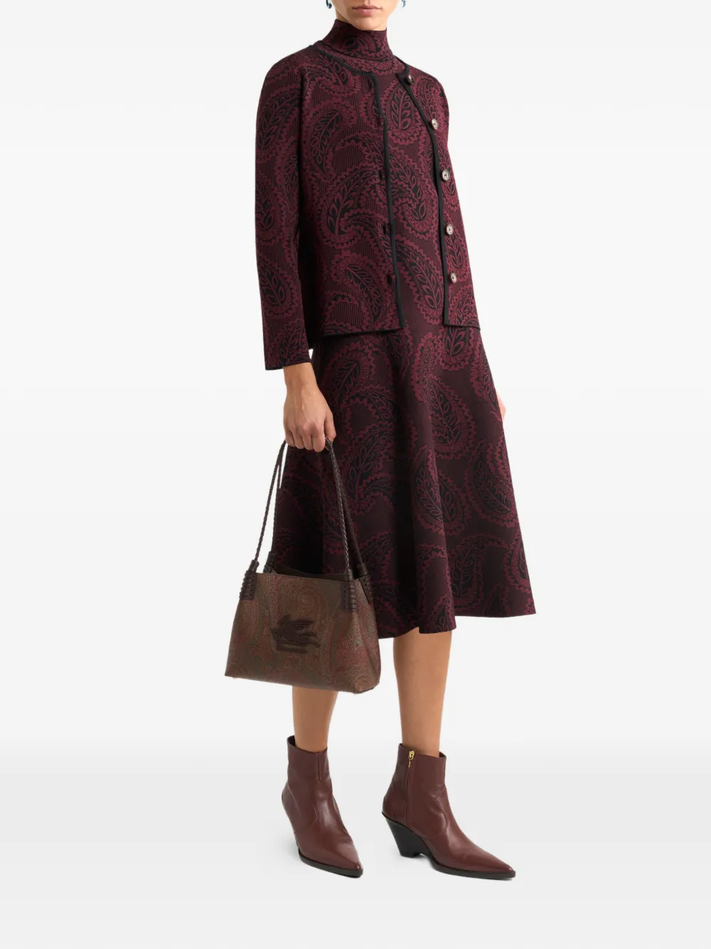 Жаккардовый кардиган на пуговицах Etro, красный — фото 2