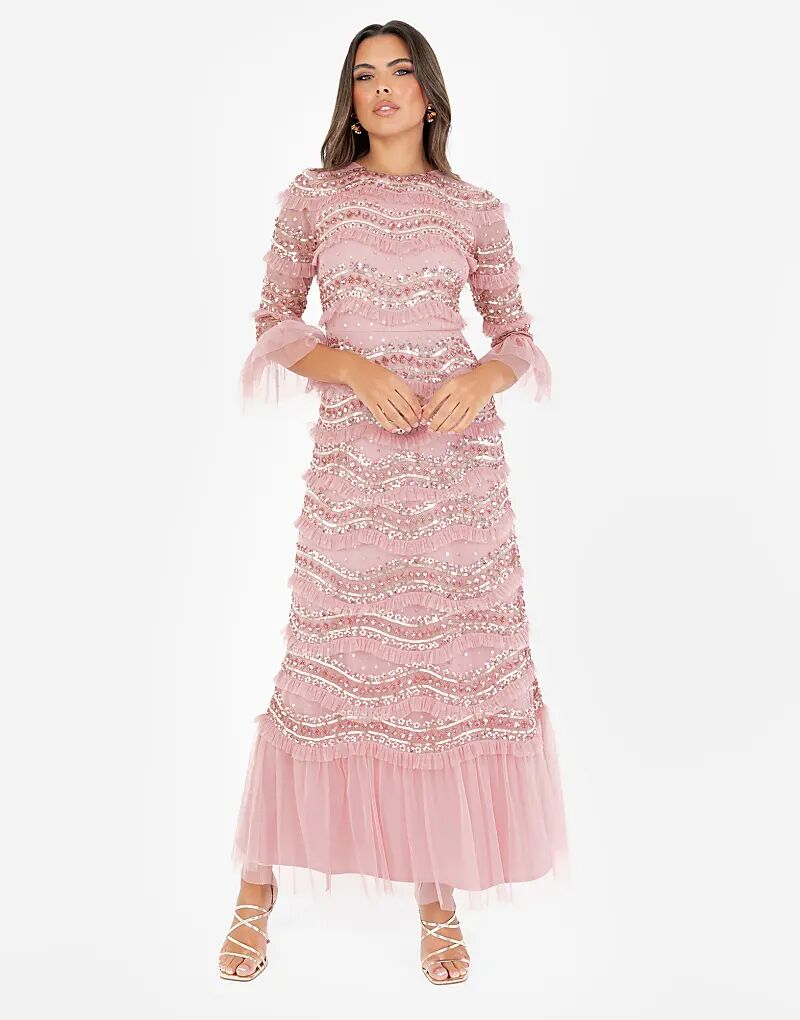 

Платье макси Maya с декоративными рукавами 3/4 цвета винтажной розы