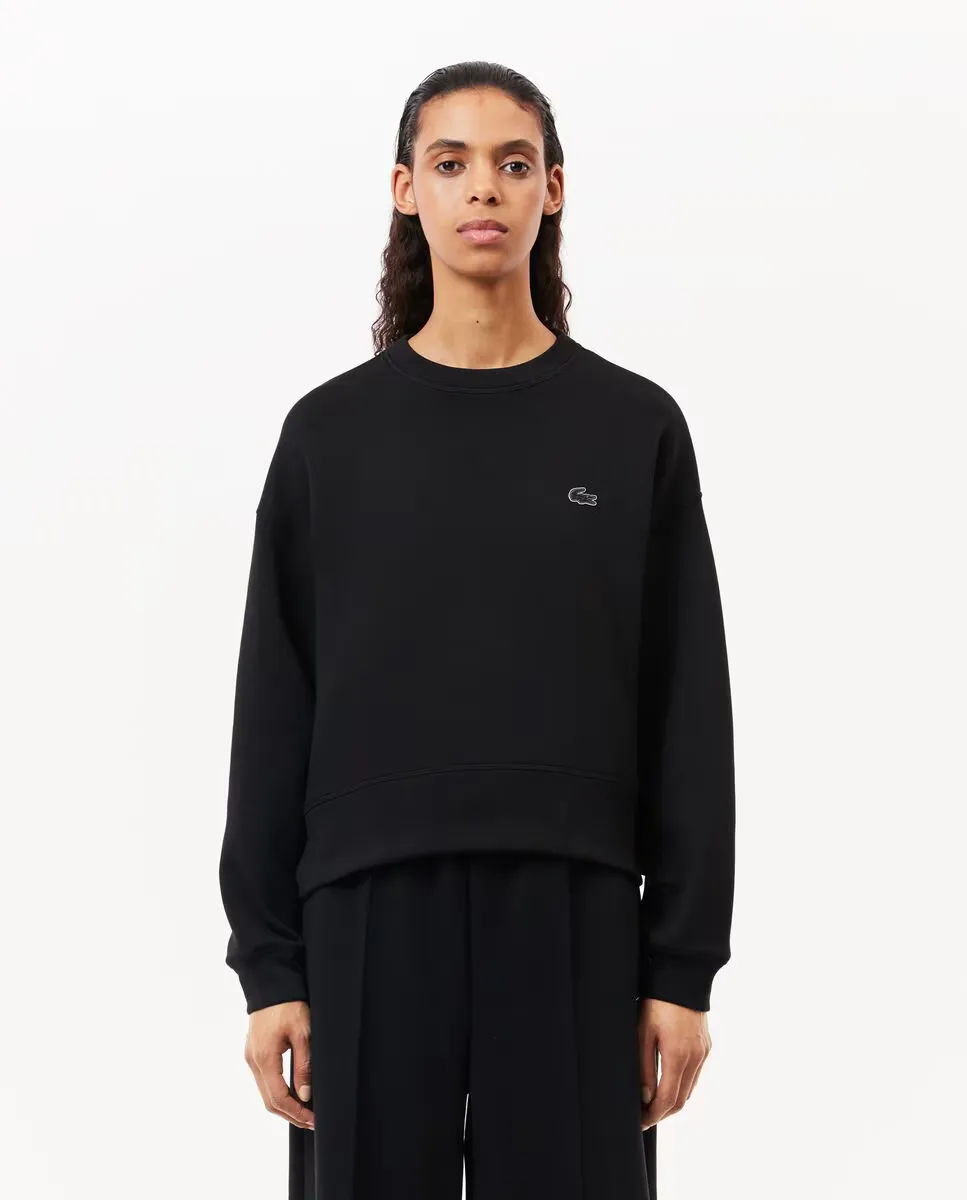 

Женский хлопковый свитшот оверсайз Lacoste, чёрный