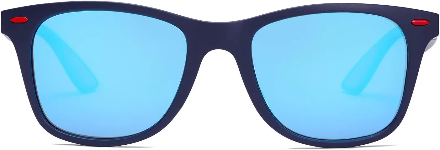 

Поляризованные спортивные солнцезащитные очки SOJOS TR90 для бега, езды на велосипеде, рыбалки, гольфа и вождения SJ2101, C5 Blue Frame/Blue Mirrored Lens