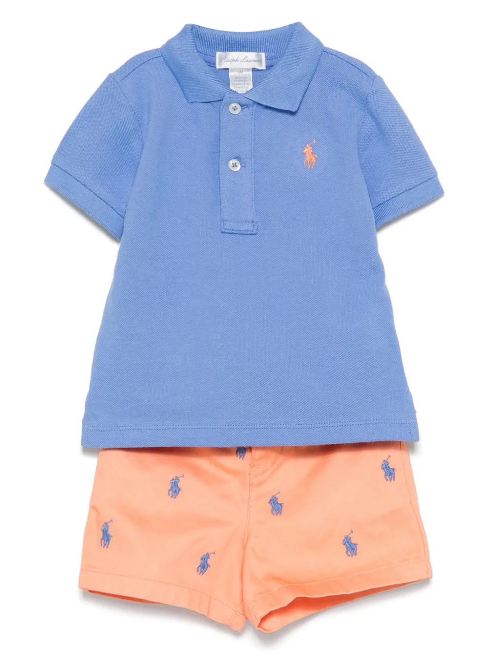 

Комплект из топа и шортов с вышивкой Polo Pony POLO RALPH LAUREN KIDS, синий