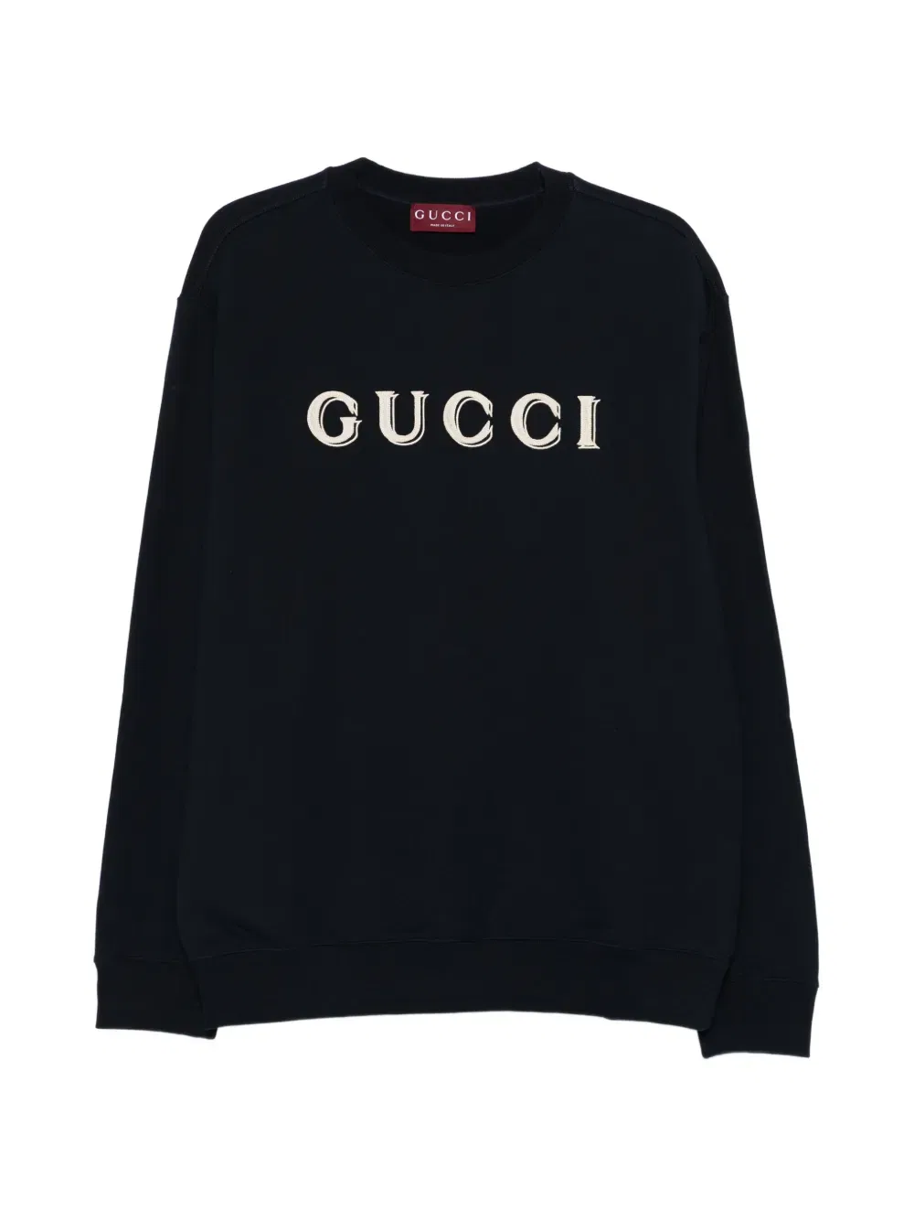 Свитер Gucci с круглым вырезом, надпись с логотипом, синий