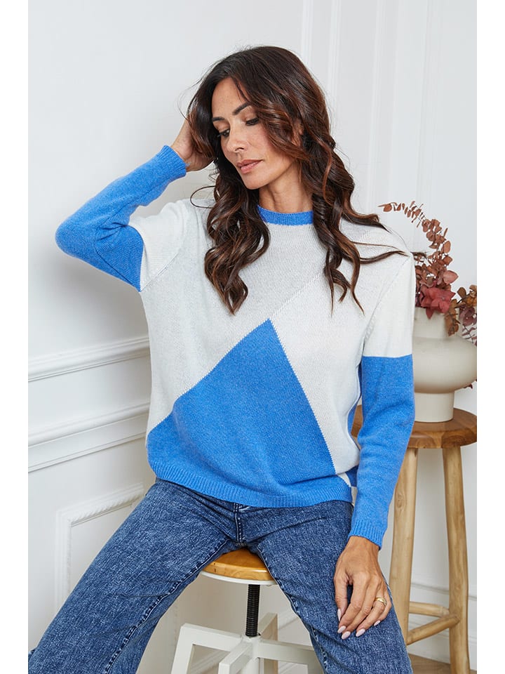 

So Cachemire Свитер "Lanos" в сине-серо-кремовой расцветке