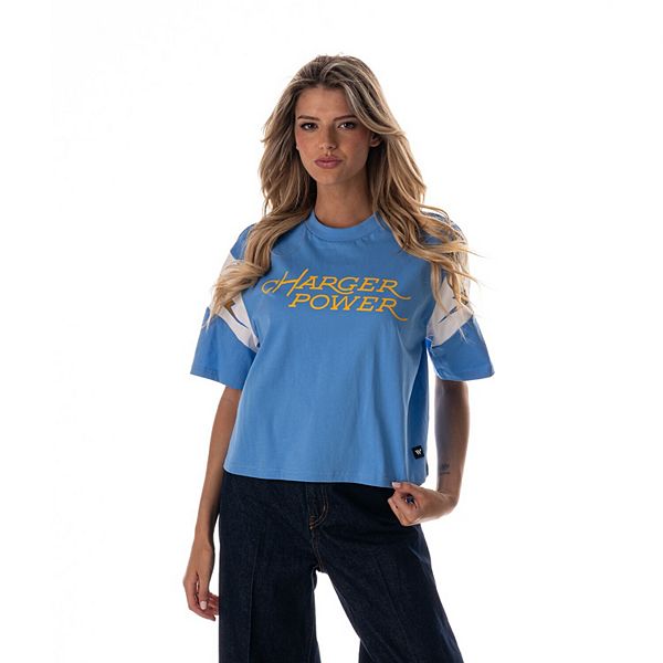 

Футболка с контрастными вставками на рукавах Women's powder blue Los Angeles Chargers Charger Power The Wild Collective