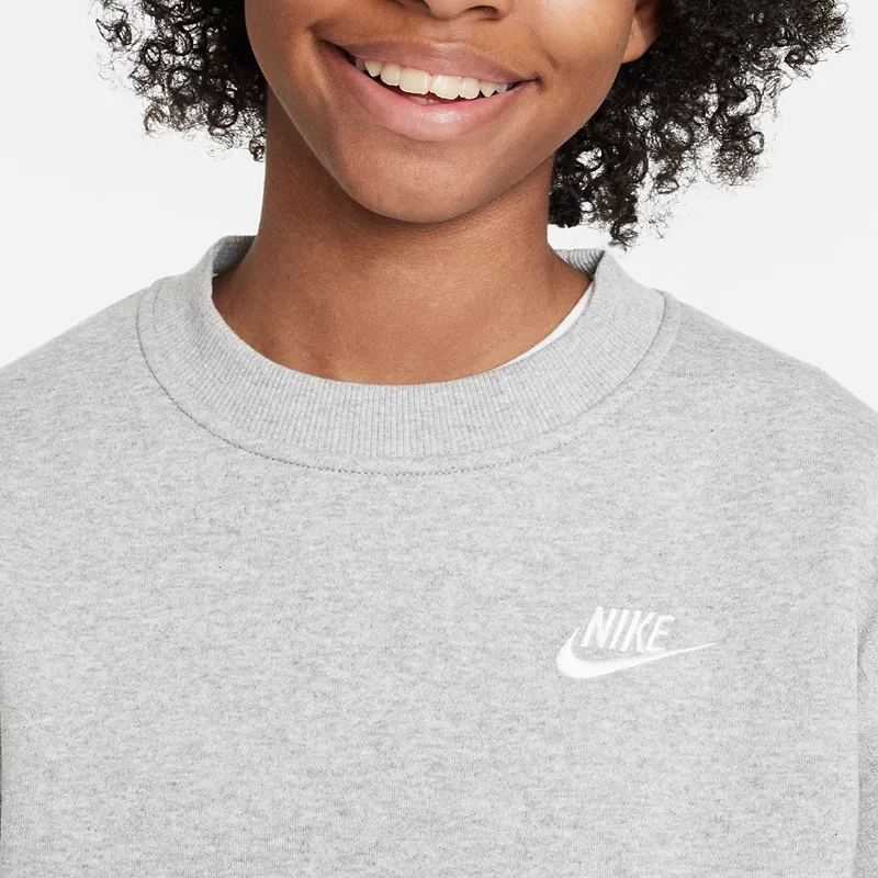 Большой флисовый свитшот Nike Sportswear Club для девочек, цвет Dk Grey Heather — фото 3
