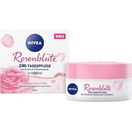 Nivea Дневной крем Rose Petal 24H 50 мл с розовой водой и гиалуроном - легкий гелевый крем для гладкой нежной кожи