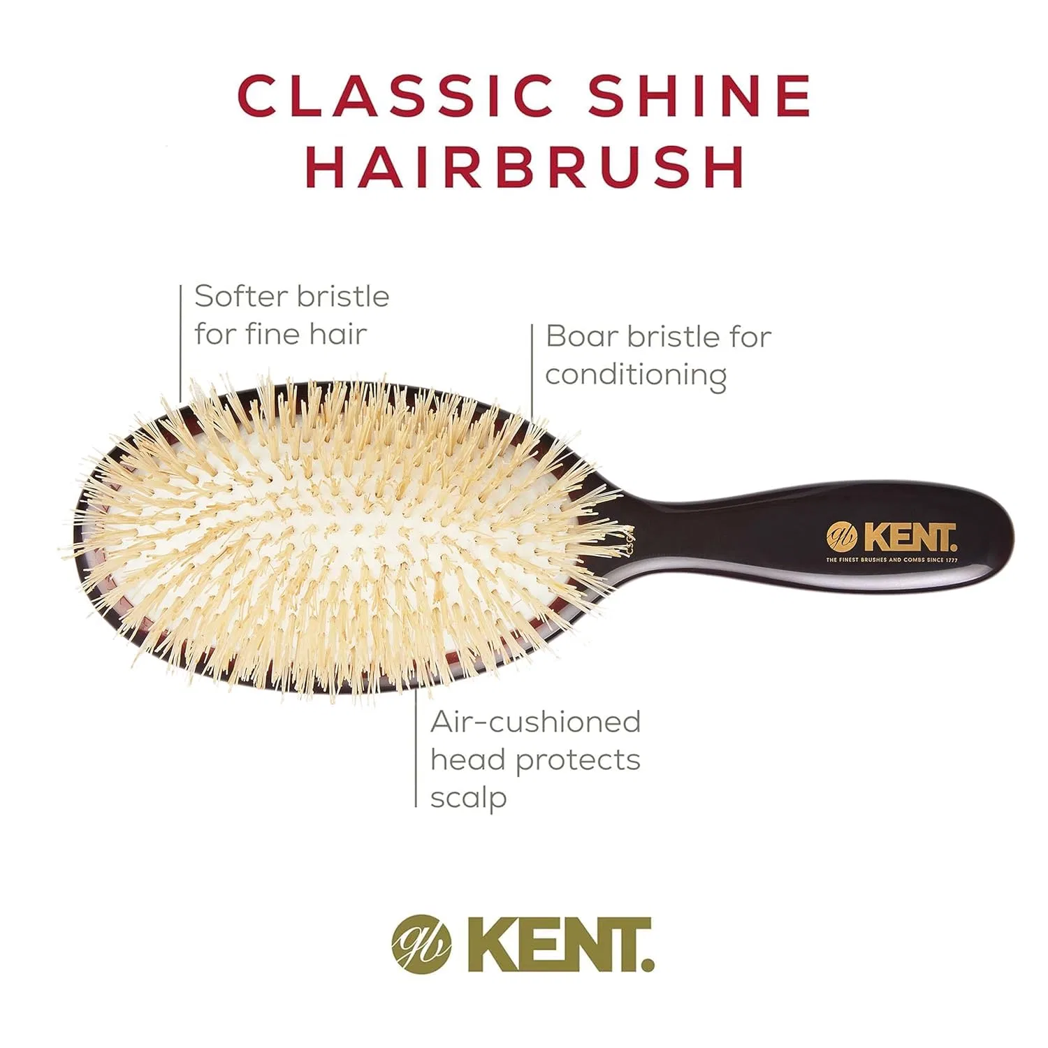 Щетка для волос «Classic Shine» с натуральной щетиной от Kent Brushes Kent — фото 3