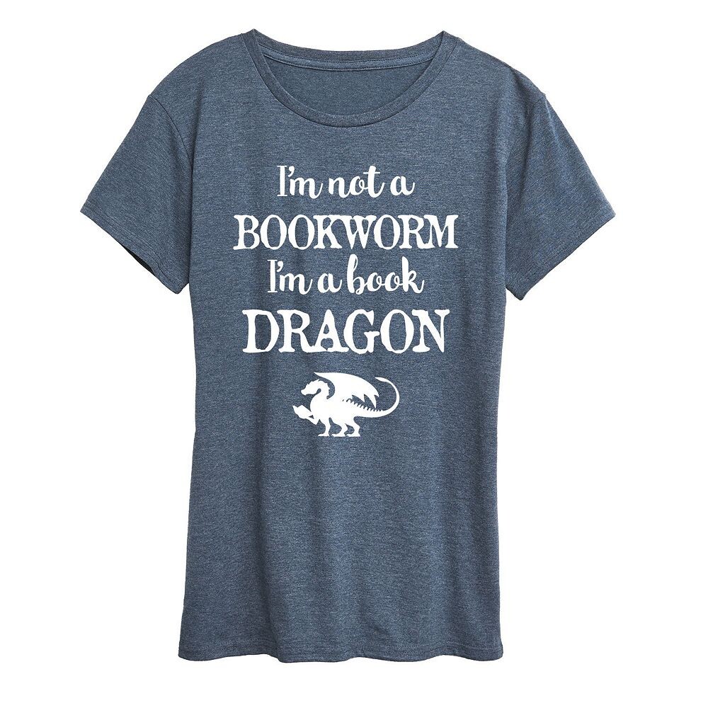 

Женская футболка с рисунком I’m A Book Dragon Licensed Character, цвет Heather Blue