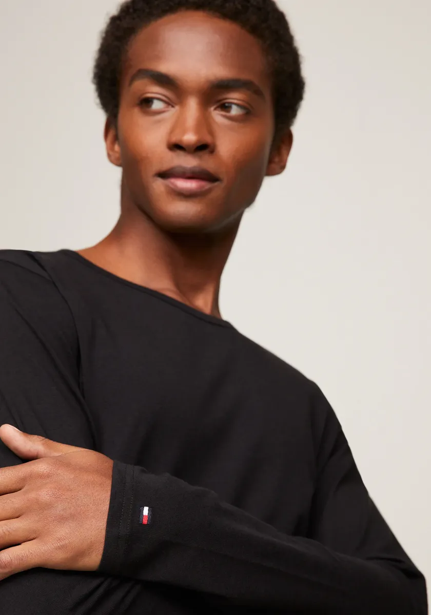 Футболка Tommy Hilfiger Underwear "3P LS Tee" с фирменной этикеткой, черный — фото 3