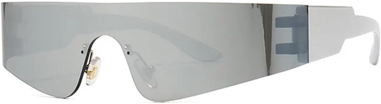 

Ретро уникальные цельные мужские солнцезащитные очки, модные, с разноцветными зеркальными линзами, защитой от УФ-излучения UV400, спортивные, для вождения, женские, в стиле панк TVTBBVV, Silver Silver Mirror