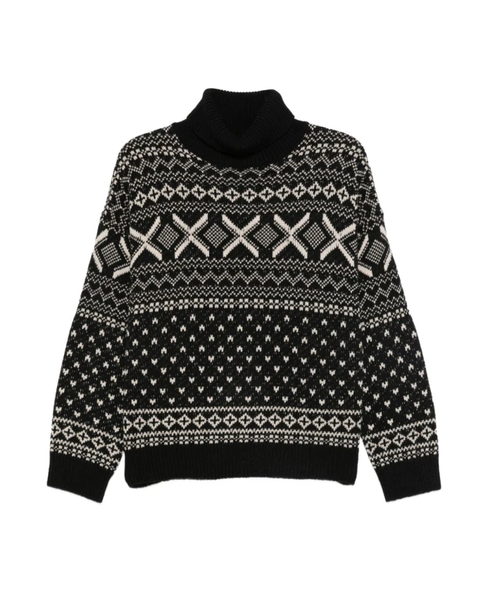 

Разноцветный свитер с высоким воротником, осень-зима 2025 Semicouture, черный