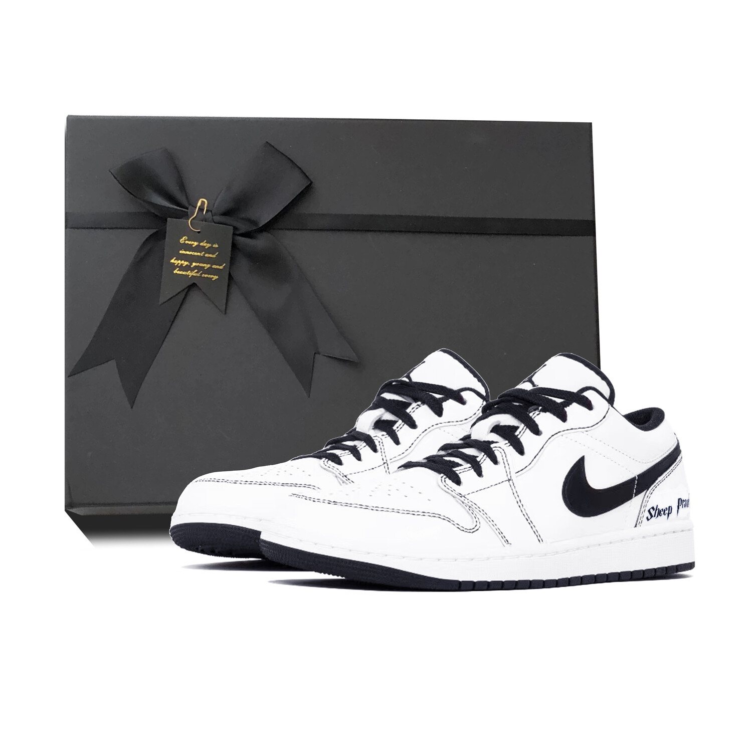

Кроссовки Air Jordan 1 Vintage Basketball Shoes Men Low-top White/black, черный/белый