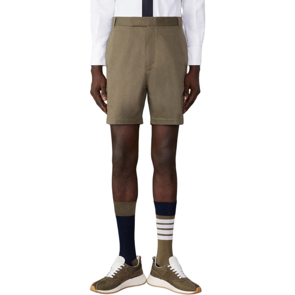 

Прямые шорты из хлопкового твила THOM BROWNE, темно-зеленый