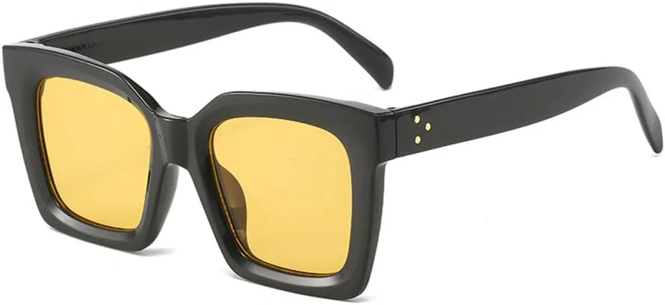 

Крупные заклепки для женских винтажных солнцезащитных очков, модные солнцезащитные очки UV400 для мужчин, градиентные солнцезащитные очки MTZJH, Black Yellow