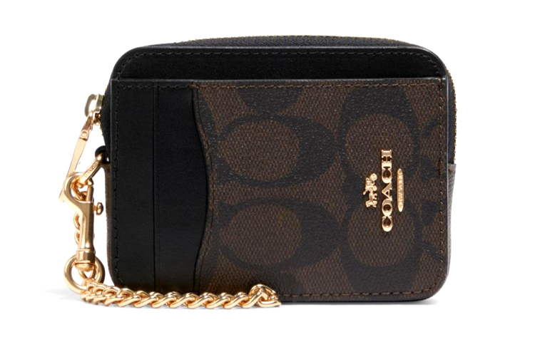 

COACH Чехол для карт из холста с кожаным держателем