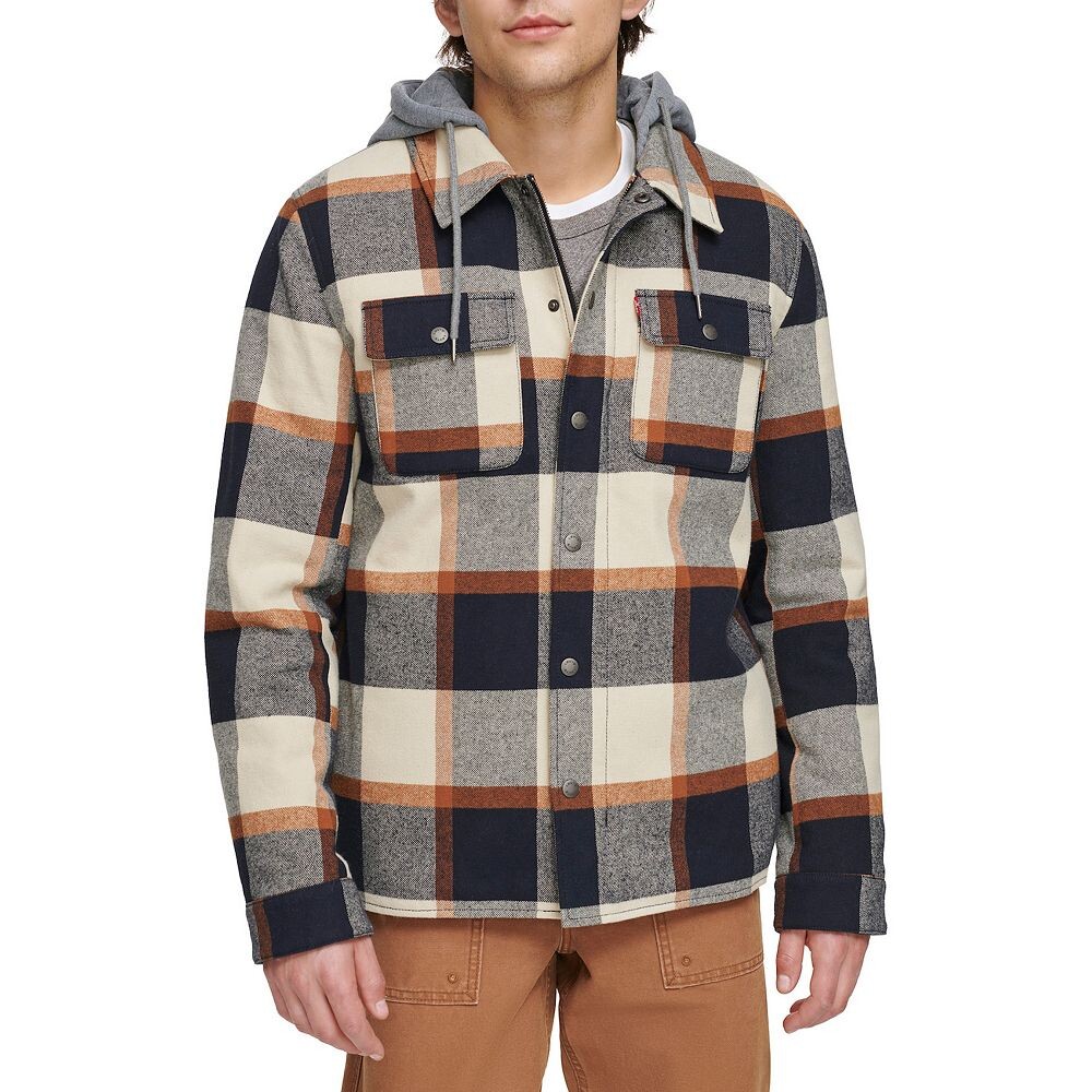 

Мужская флисовая куртка-рубашка с капюшоном в клетку Levi's, цвет Skater Plaid