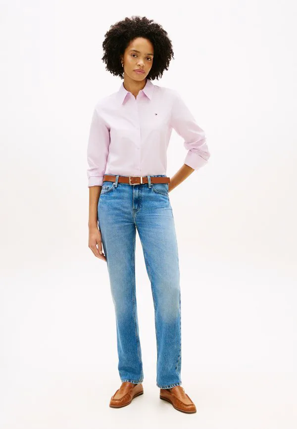 Рубашка-Блузка из поплина с вышивкой флага, прямого кроя. Tommy Hilfiger, Lilac Powder — фото 2