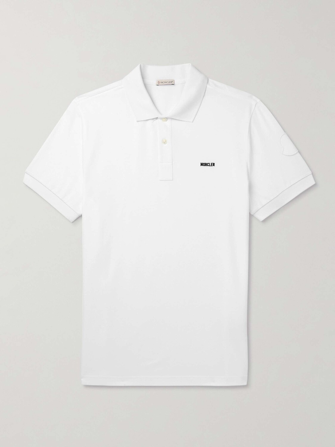 

Рубашка поло из хлопка-пике с вышитым логотипом MONCLER, белый