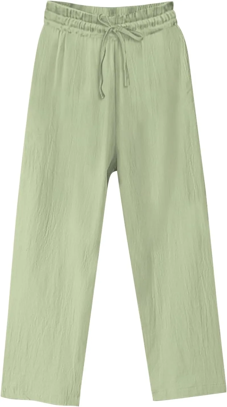 

Женские хлопковые льняные брюки летние casual с кулиской