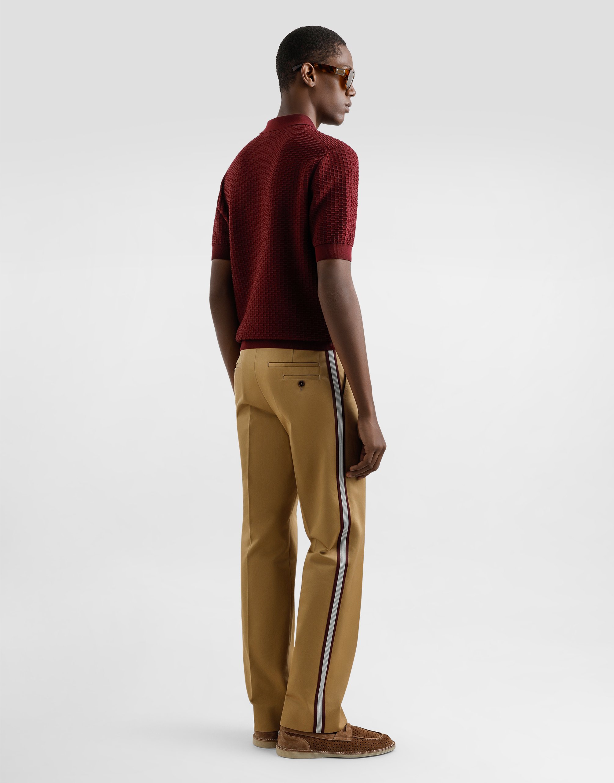 Хлопковое поло с вышитым логотипом Dolce & Gabbana, бордовый — фото 3