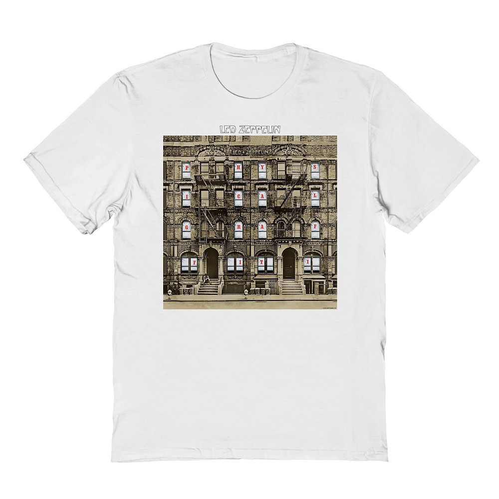 

Мужская футболка с рисунком Led Zeppelin Physical Graffiti 2 Licensed Character, белый