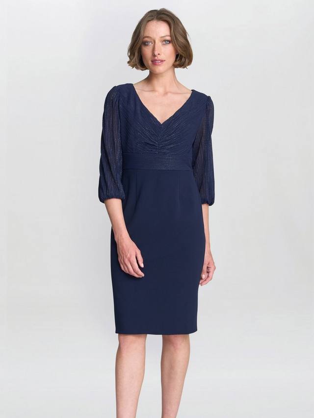 

Платье с плиссированным лифом длиной до колена Gina Bacconi, Navy