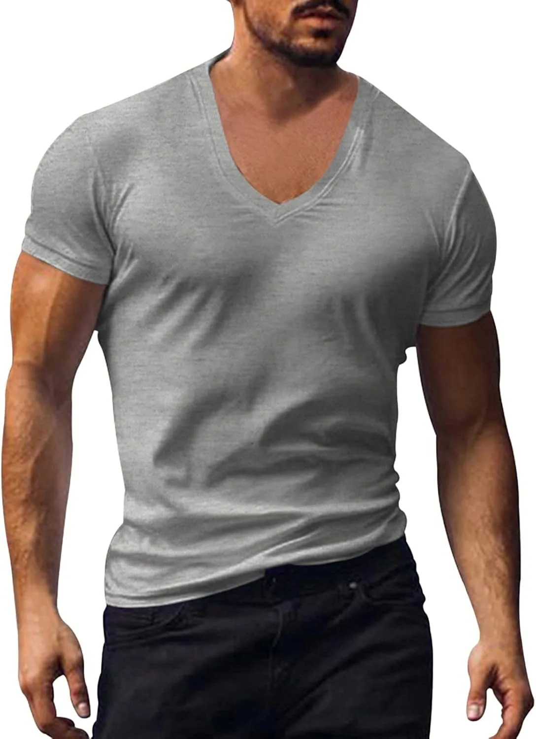 

Мужская футболка с V-образным вырезом, Slim Fit, легкая