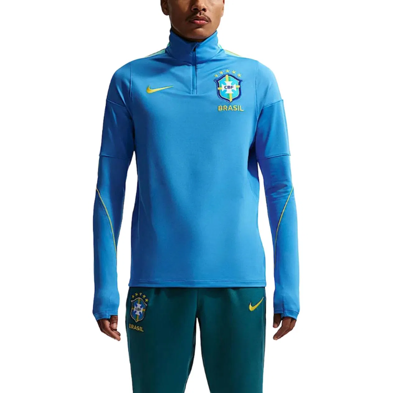 Тренировочная футболка Brazil Strike Men's Dri-FIT Nike, Light Photo Blue/Light Mint Green/West & Gold — фото 3