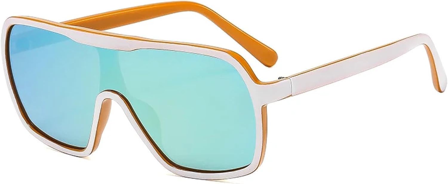 

Модные цельные солнцезащитные очки для мужчин и женщин, роскошные очки в крупной оправе, солнцезащитные очки для активного отдыха, вождения, унисекс, защита от УФ-излучения UV400 TKKTLLT, White Orange Gold