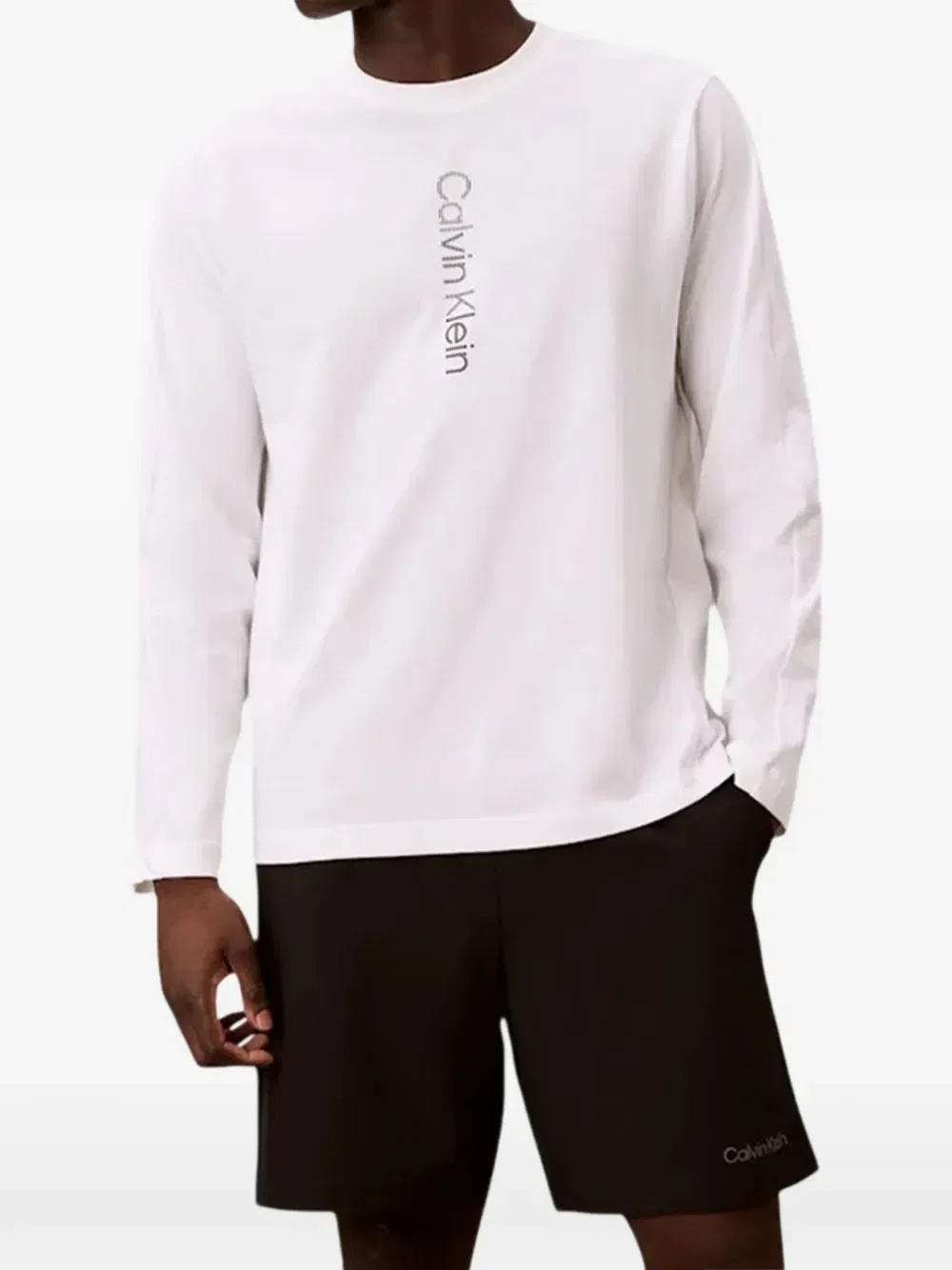 Футболка с длинными рукавами и принтом логотипа Calvin Klein, белый