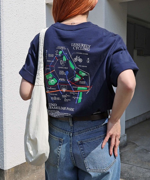 

Футболка с коротким рукавом, принт "Парк" ANME, темно-синий