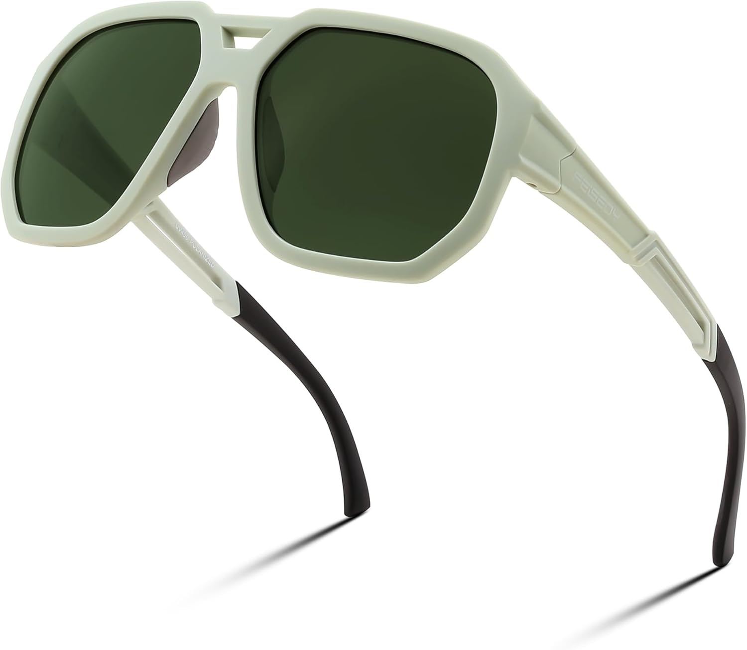 

Винтажные поляризованные солнцезащитные очки-авиаторы FEISEDY для женщин и мужчин, большая квадратная оправа, модные спортивные очки UV400 B0151, Light Green Frame / Dark Green Mirrored Lens