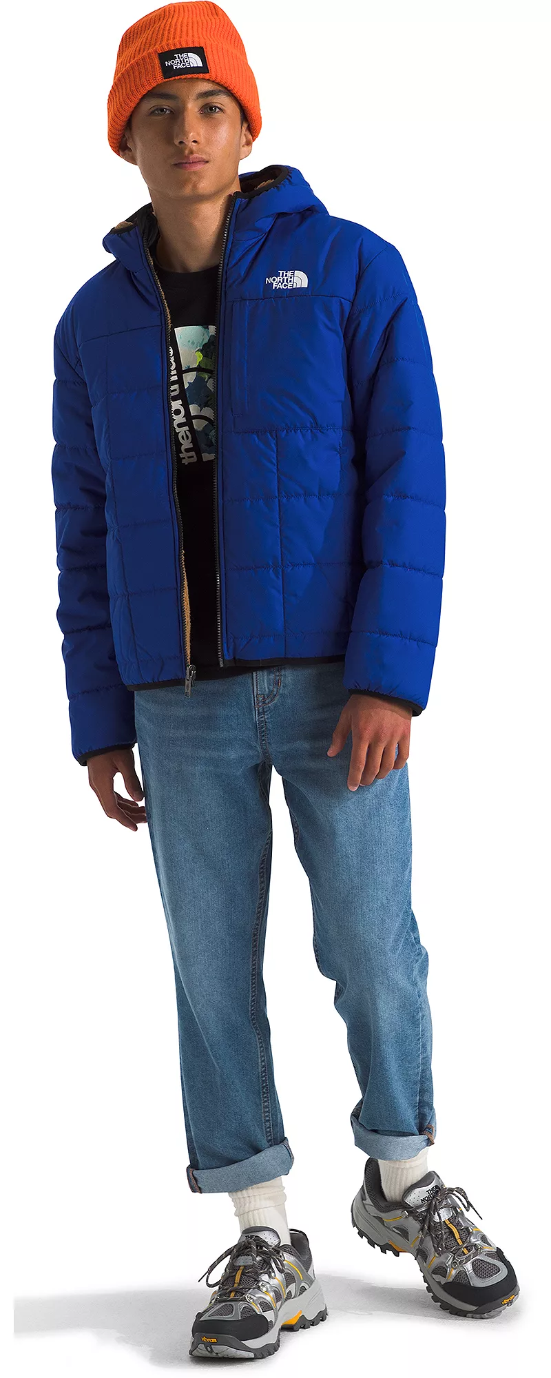 

Двусторонняя куртка Shasta для мальчиков с капюшоном и молнией во всю длину The North Face, цвет Tnf Blue