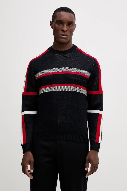 

Свитер из смесовой шерсти Armani Exchange, темно-синий