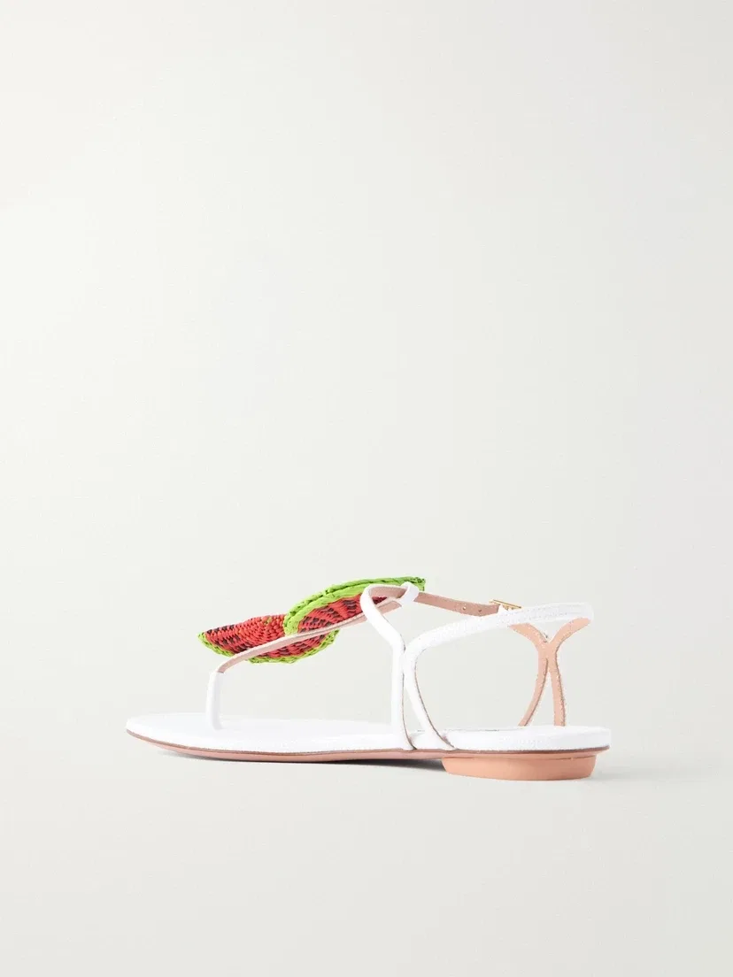 Украшенные вьетнамки из рафии Aquazzura, белый — фото 3