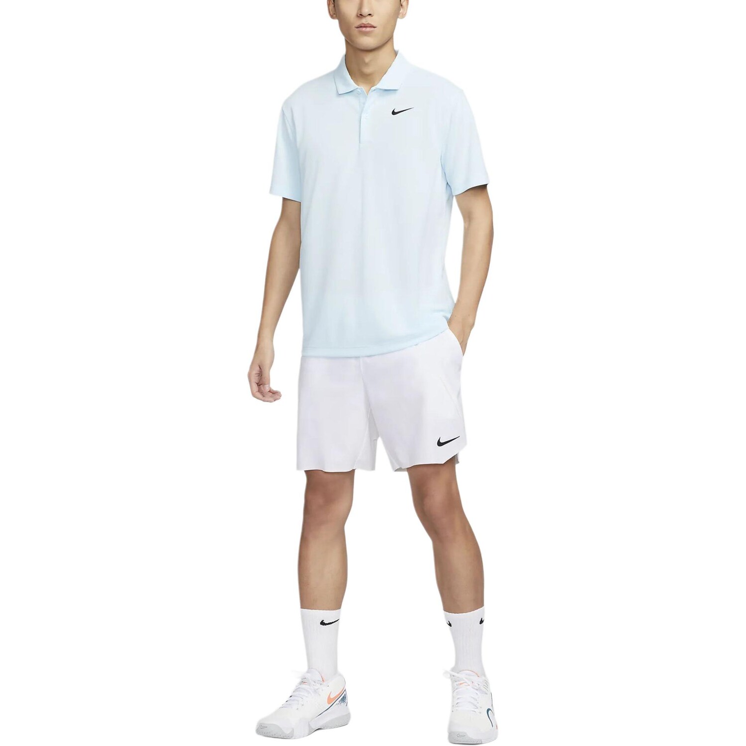 Мужское теннисное поло Court Dri-FIT, черное Nike, светло-голубой — фото 3
