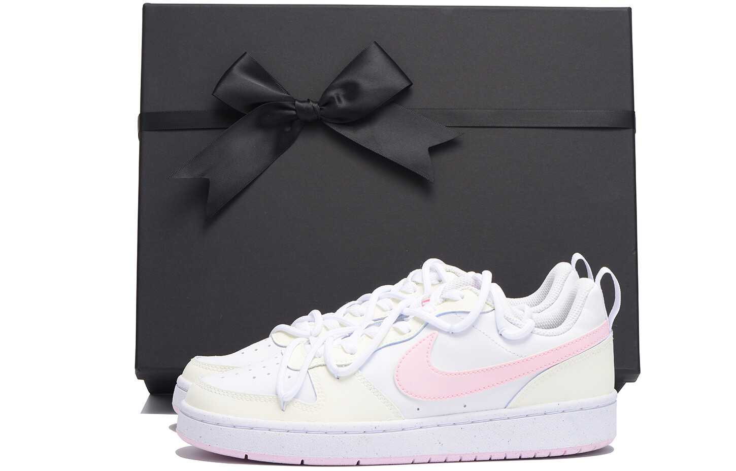 

Кроссовки Nike Court Borough Skateboarding Shoes Women's Low-top White/Pink, желтый/белый