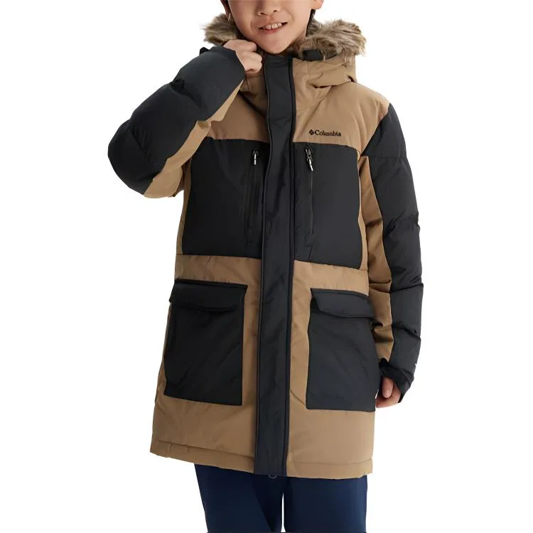 Куртка пуховик Columbia Padded Jacket для подростков, цвет хаки/черный — фото 3