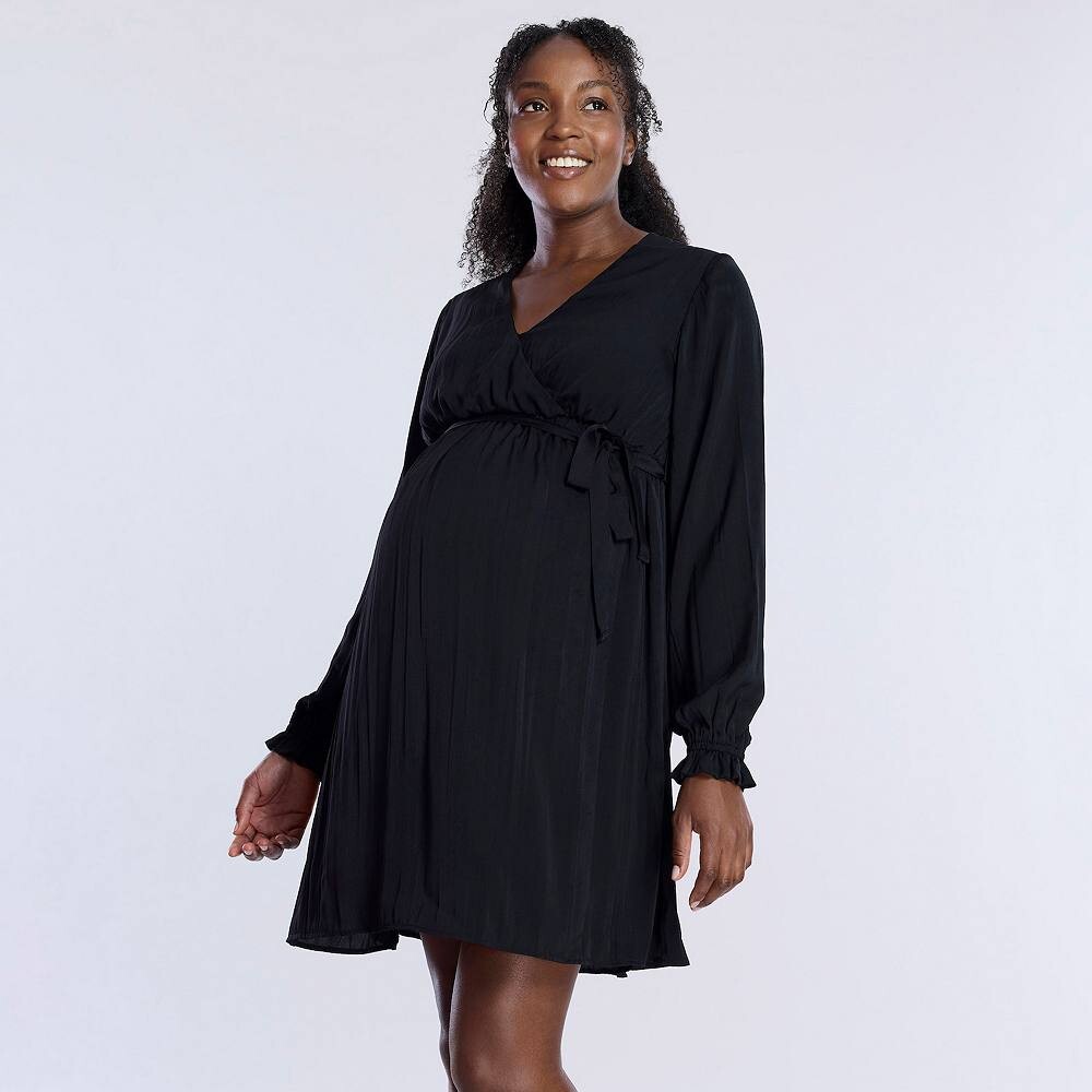 

Тканое мини-платье с запахом Maternity Motherhood, черный