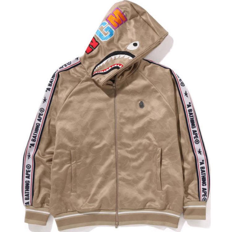 

Бейп сплошной камуфляж расслабленный крой акула худи на молнии A BATHING APE, бежевый