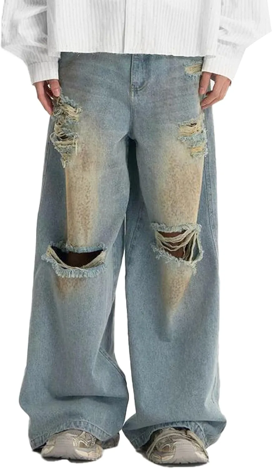 

Унисекс джинсы Y2K Baggy Loose Fit Ripped Distressed с дырками MAVQX