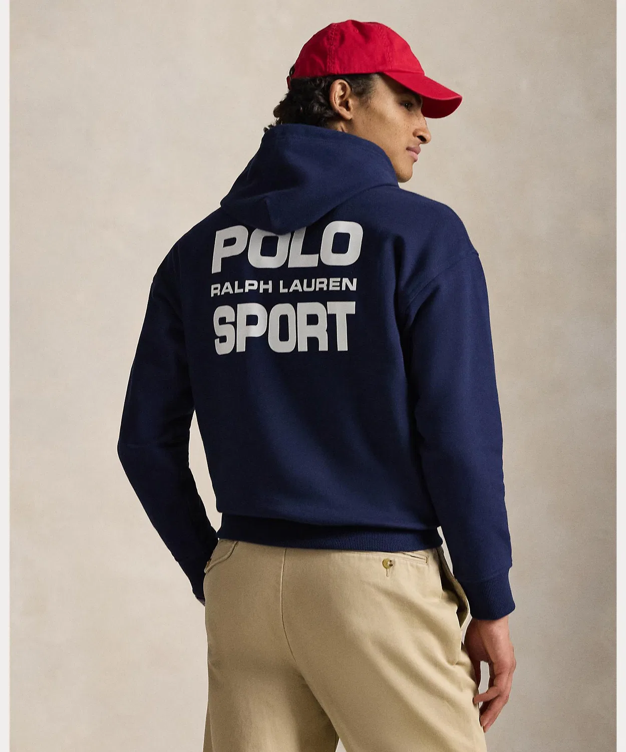 Толстовка Relaxed Fit Polo Sport флисовая с капюшоном Ralph Lauren, тёмно-синяя — фото 4