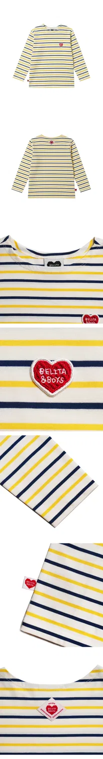 Детский лонгслив Belita&Boys Bb Heart Multi Stripe Boat Neck жёлтого цвета — фото 4