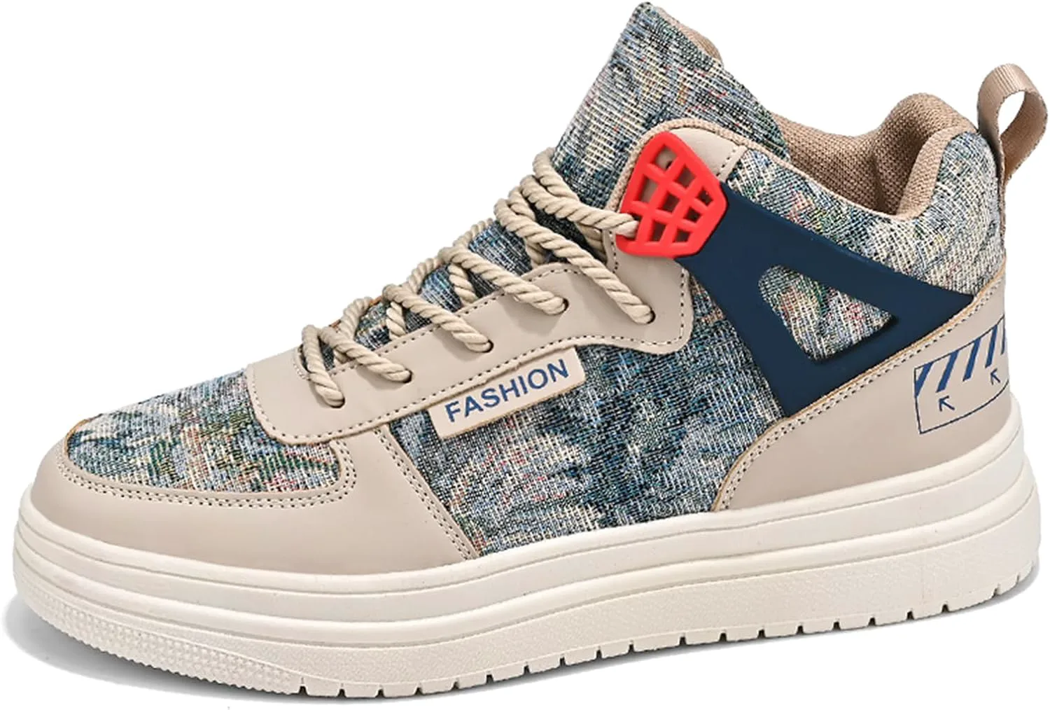 

Мужские модные кроссовки высокие скейт-ботинки стильные уличные кроссовки повседневные прогулочные туфли SPWAGYM, бежевый/синий