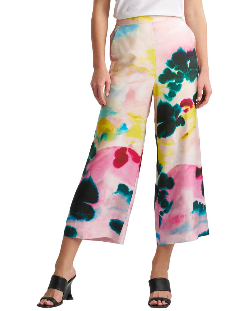 

Natori Укороченные брюки на резинке из смесового шелка, мультиколор