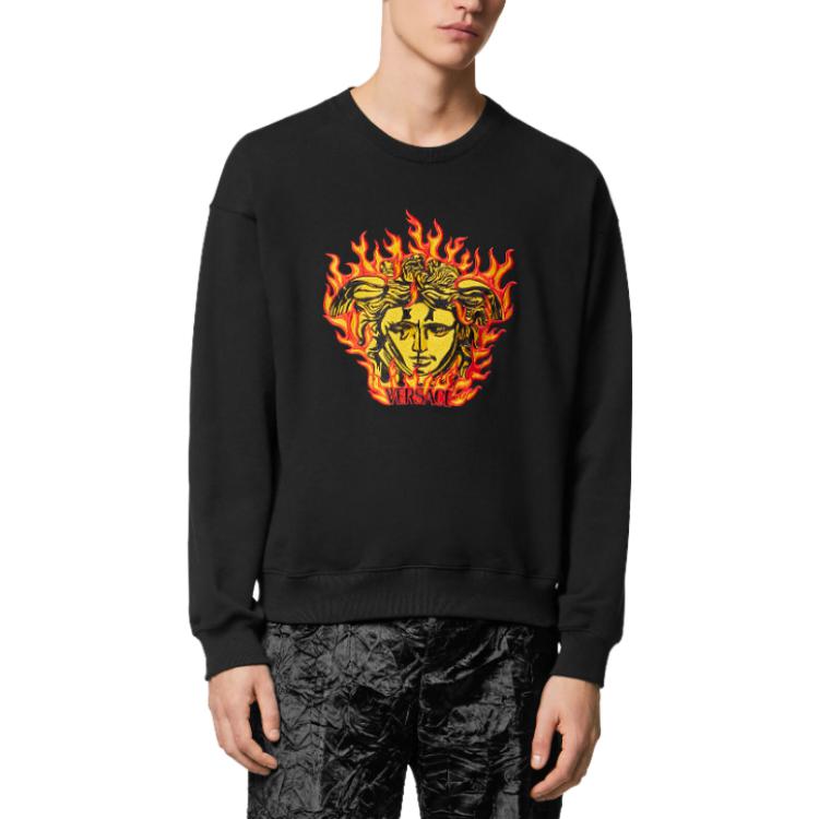 Футболка Medusa Flame с вышивкой VERSACE, черная — фото 3