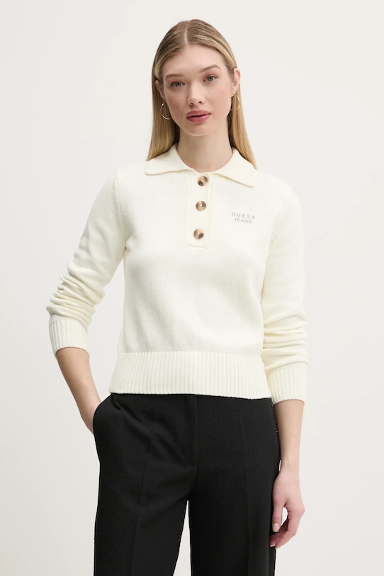 

Хлопковый свитер Guess Jeans, бежевый