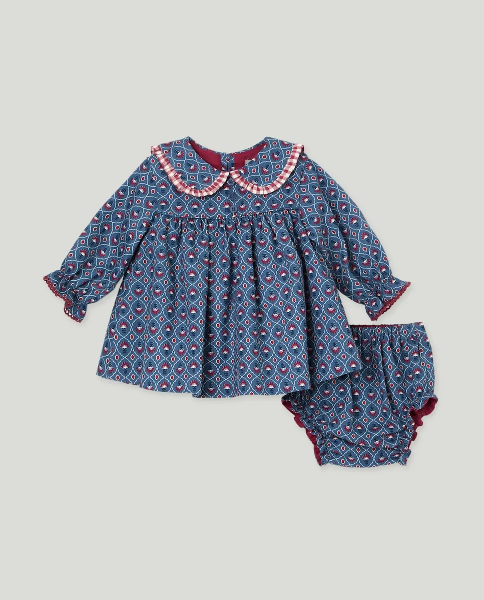 

Платье для девочки с длинными рукавами, воротником-беберола, с принтом по всей поверхности Coconut El Corte Inglés, синий